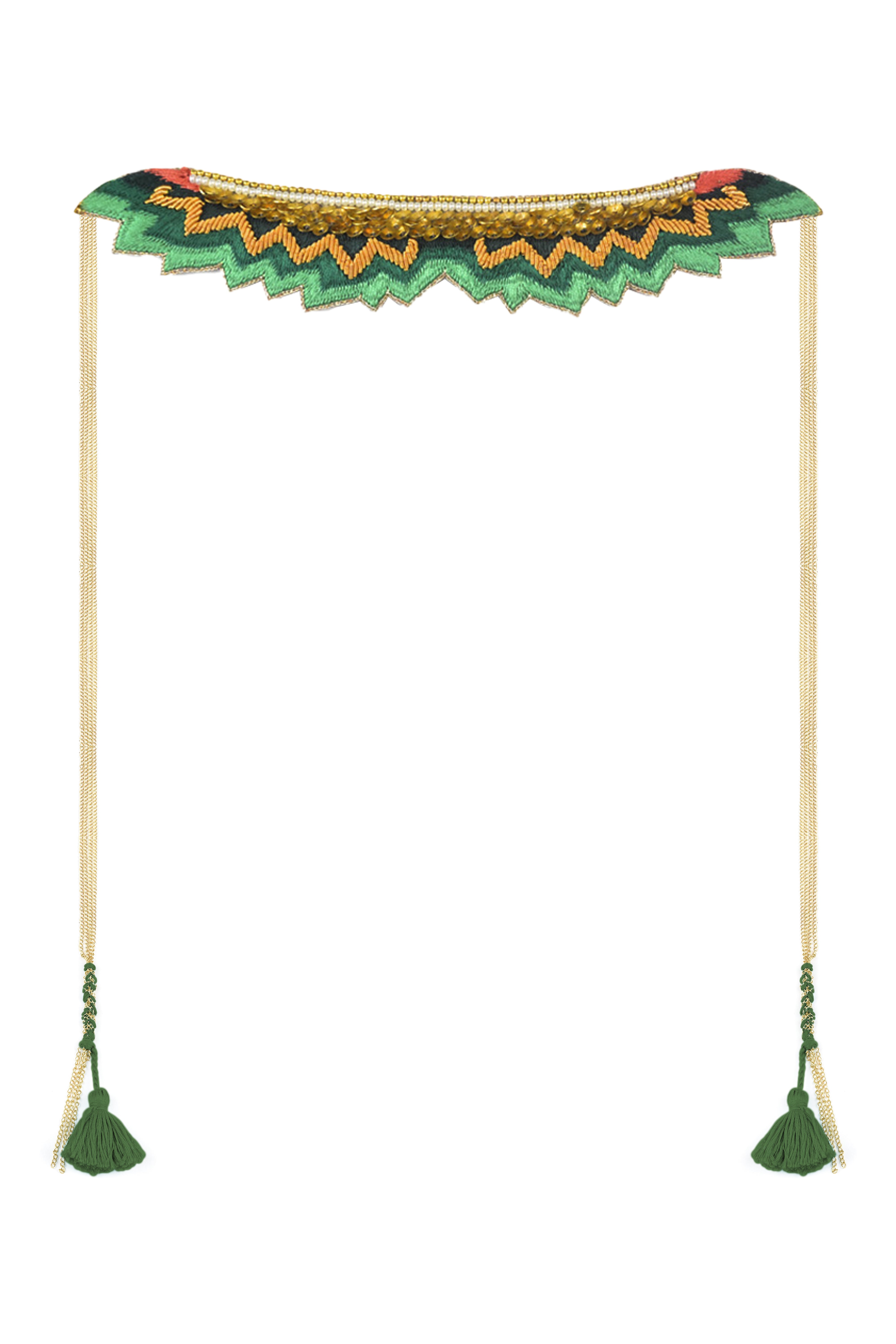 Maheswari hand crafted ancestral indian embroidery prairie necklace earrings nahua
