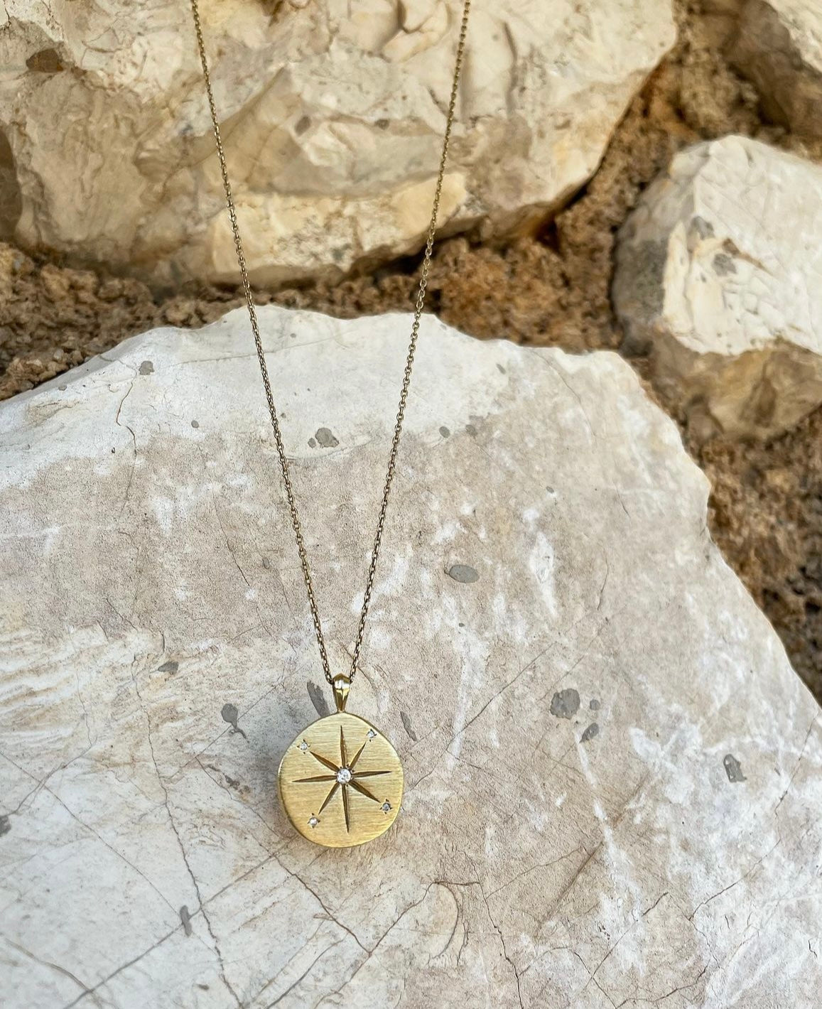 gold plated sun medallion necklace by hanka in