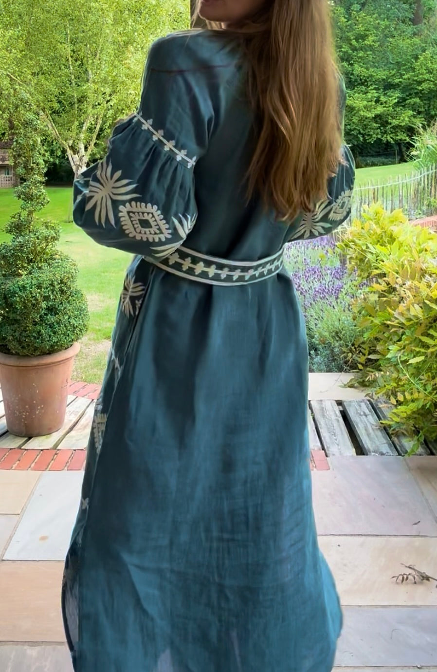 The Stella Veronica Dress ↠ Grey Blue & White