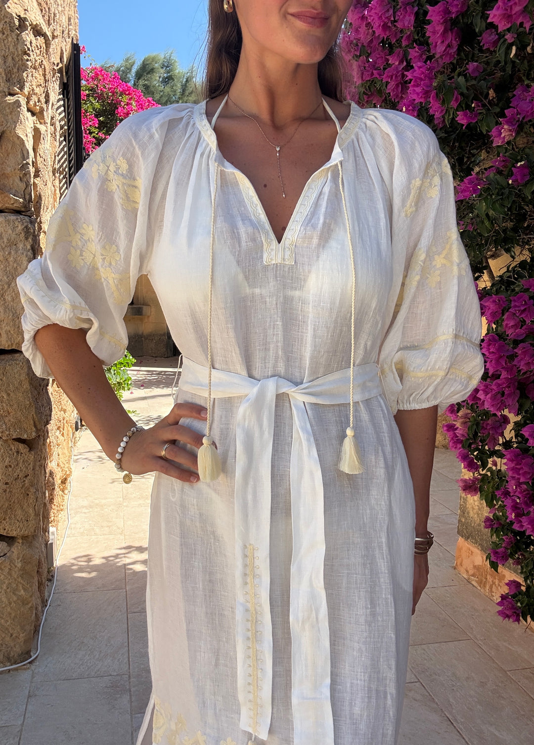 The Babylos Dress ↠ White &amp; Ecru (Coming back in stock)