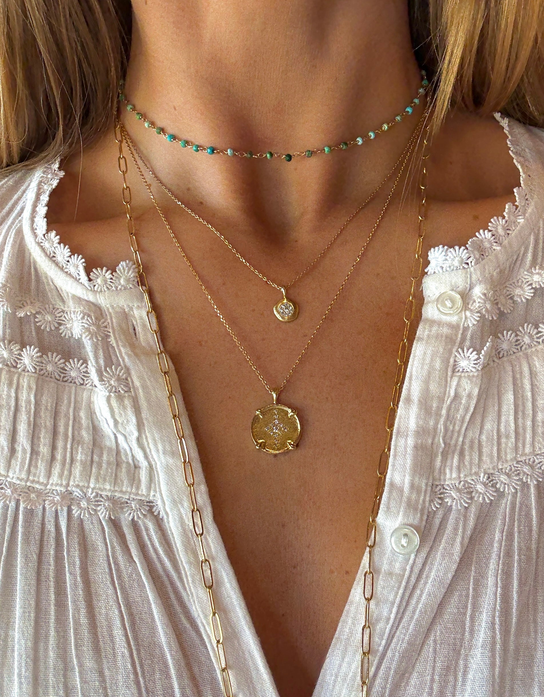 The Sharm Necklace ↠ African Turquoise & Omni Medallion