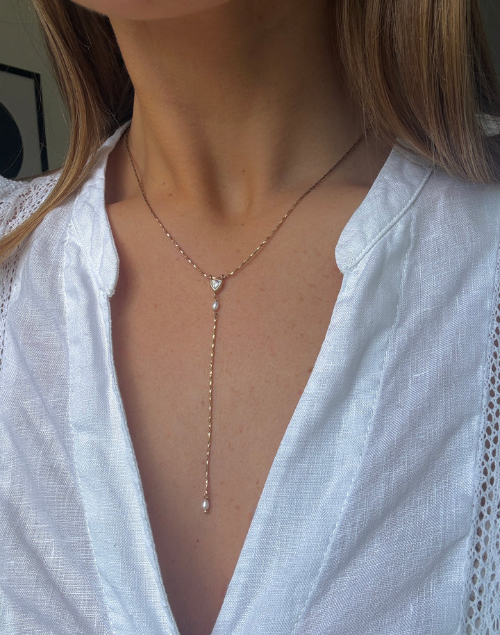 The Heritage Drop Down Necklace ↠ Pearl