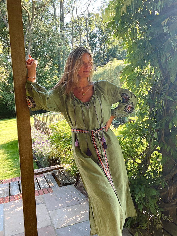 The Primrose Veronica Dress ↠ Olive Green &amp; Purple