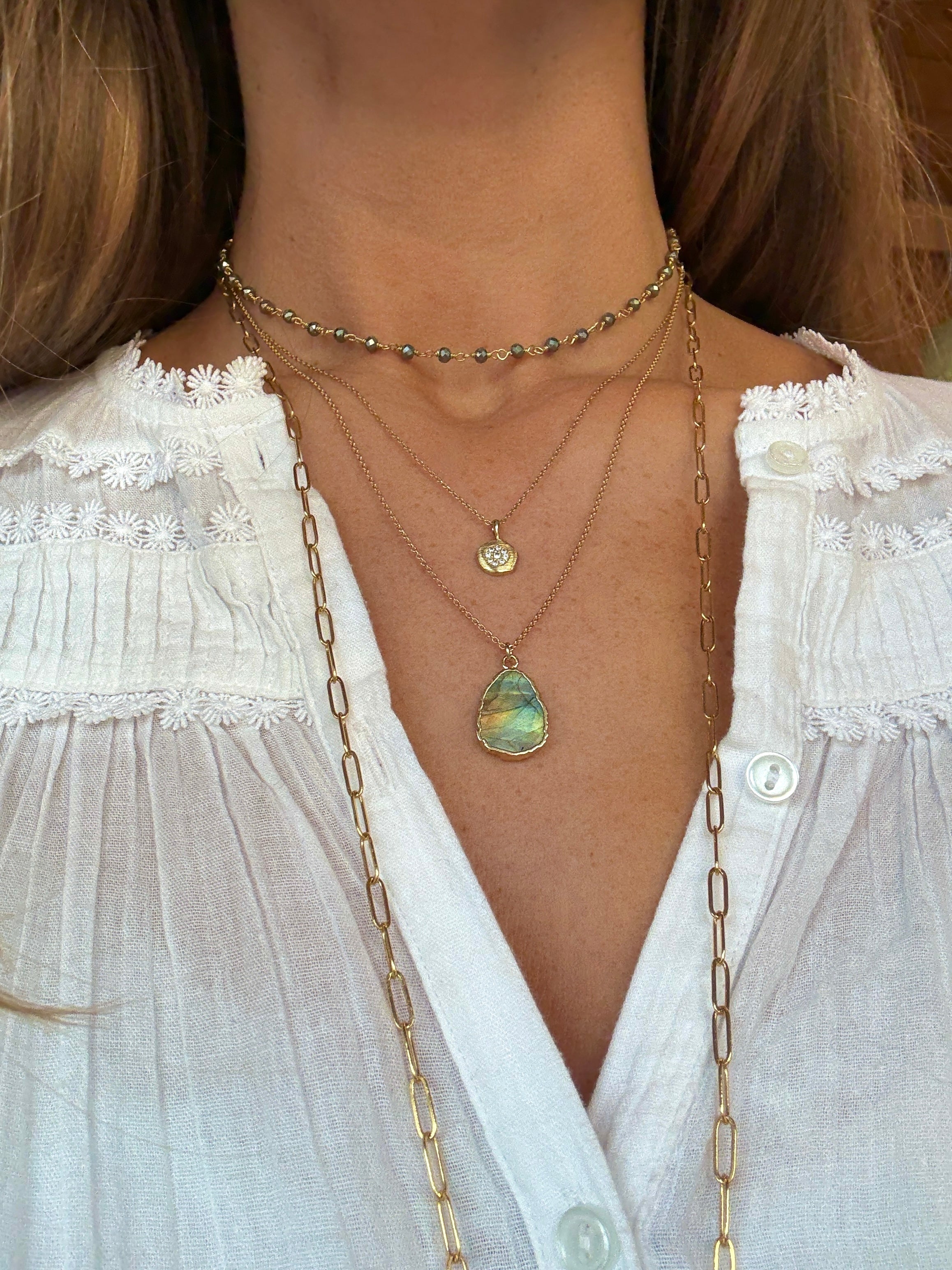 The Gemma Necklace ↠ Pyrite & Labradorite