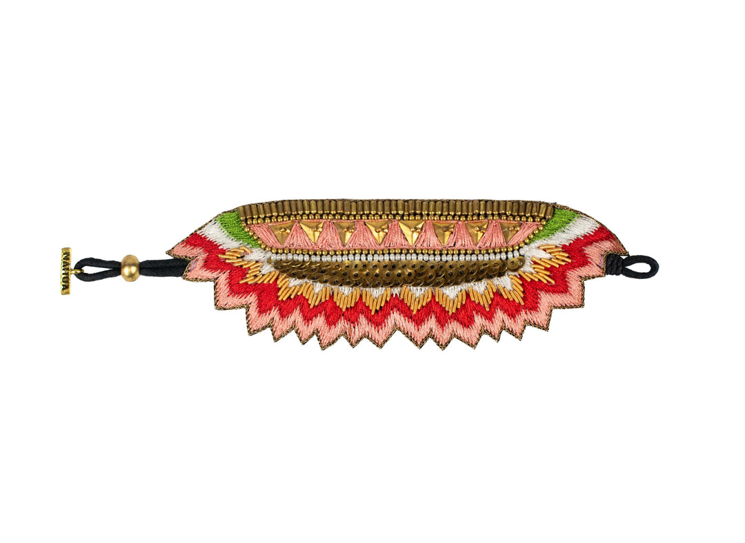 maheswari bracelet by nahua in peach green