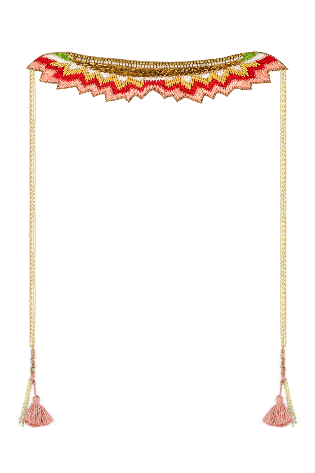 mahi necklace by nahua wrap around embroidered necklace in peach green