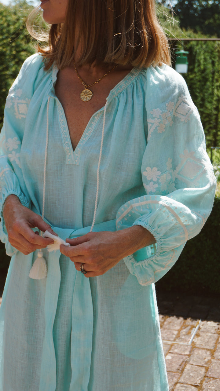 The Babylos Dress ↠ Turquoise &amp; White