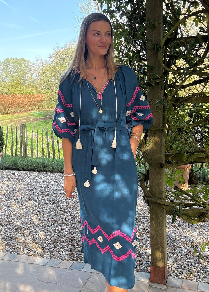 The Aztec Veronica Dress ↠ Blue &amp; Pink