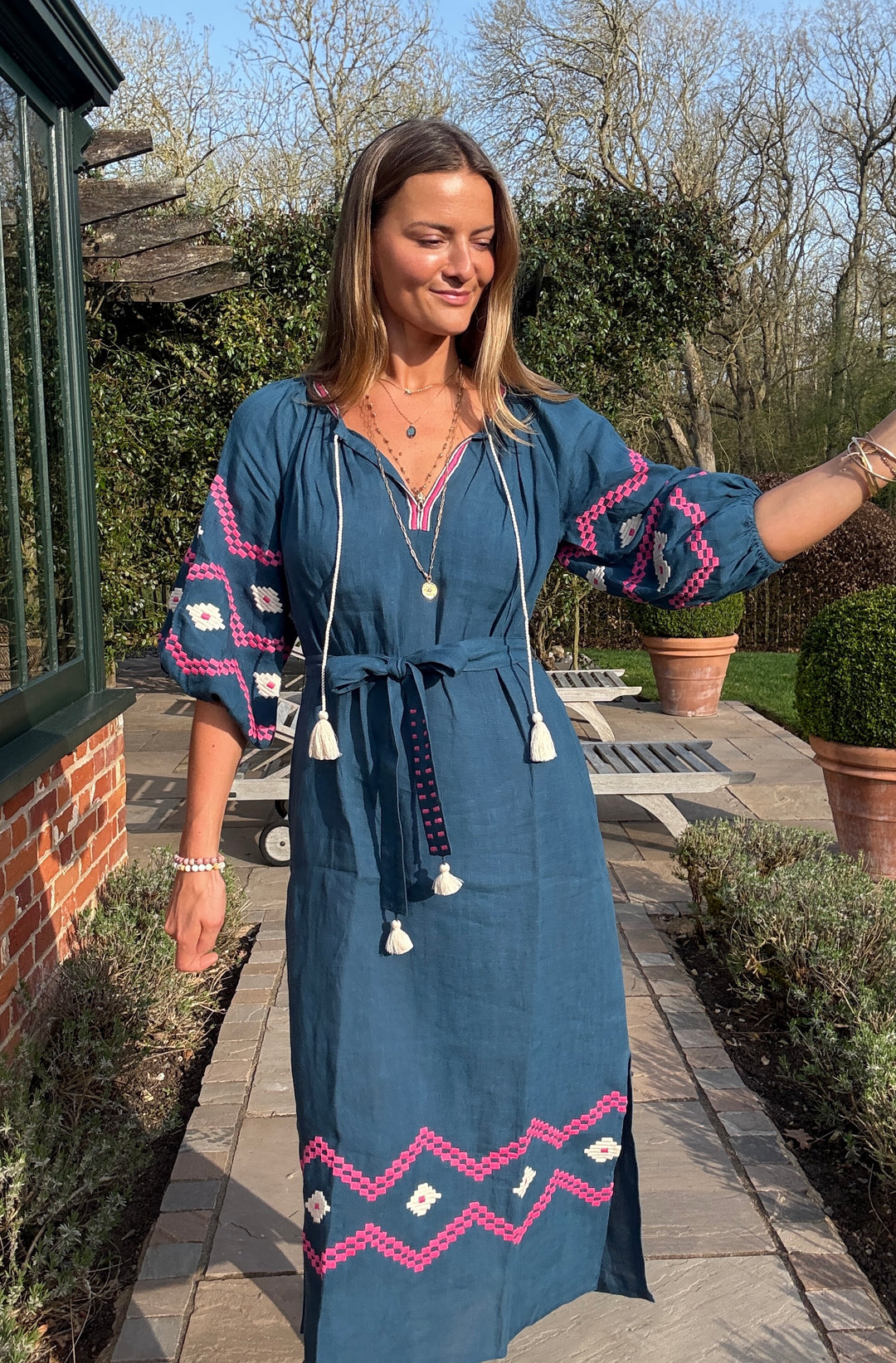 The Aztec Veronica Dress ↠ Blue &amp; Pink