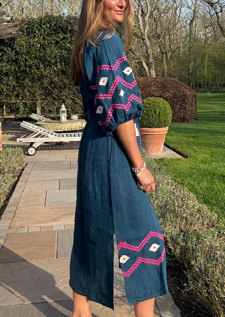 The Aztec Veronica Dress ↠ Blue &amp; Pink