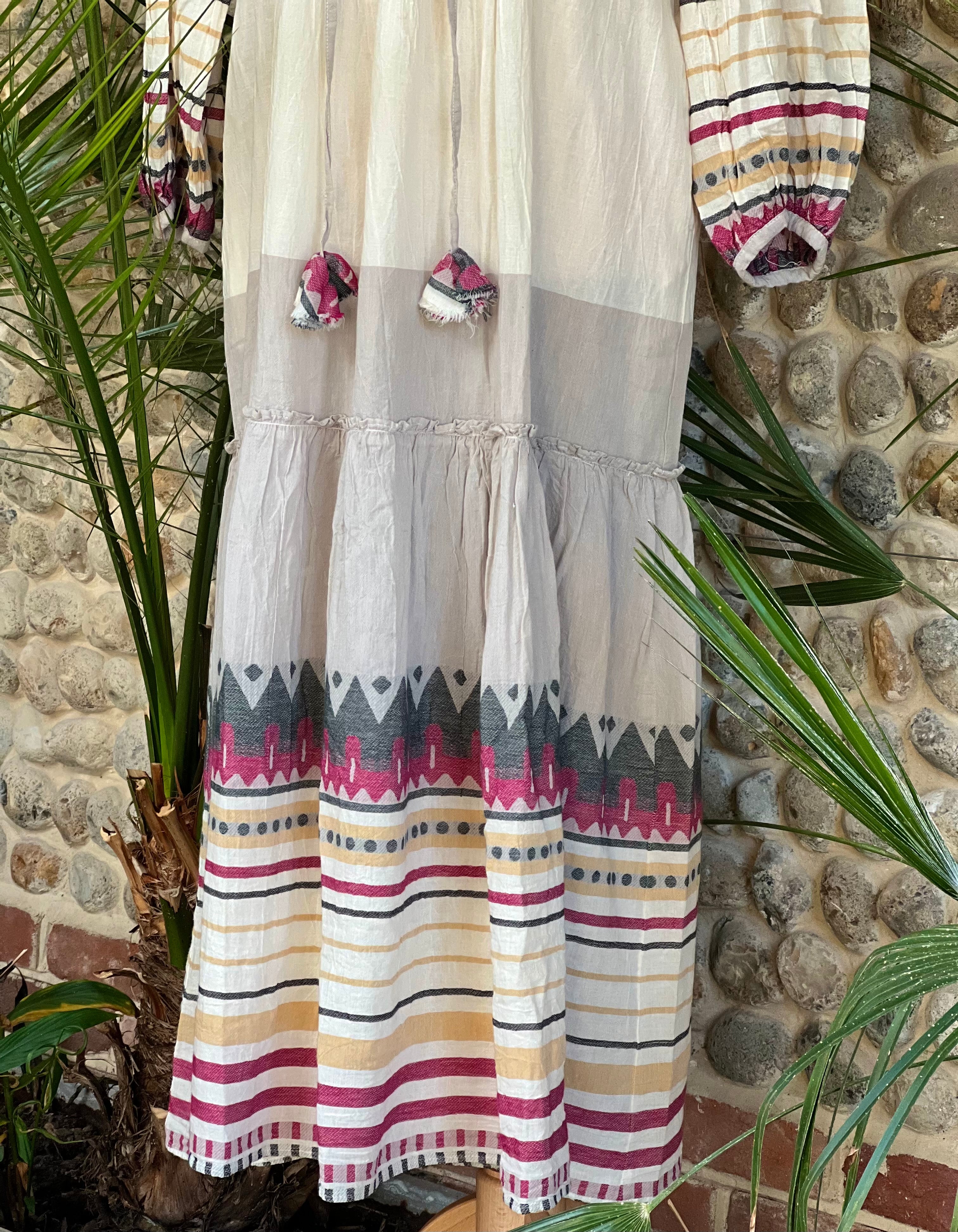 bohemian maxi dress from pearl and caviar with aztec print 