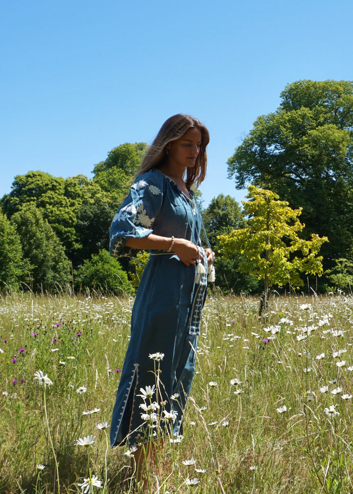 The Los Cabos Dress ↠ French Blue &amp; White