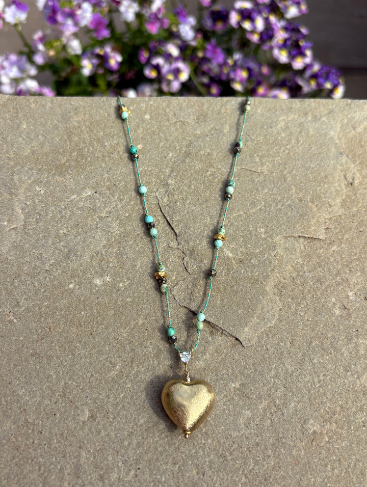 The Baby Ubud Necklace ↠ Heart &amp; Turquoise