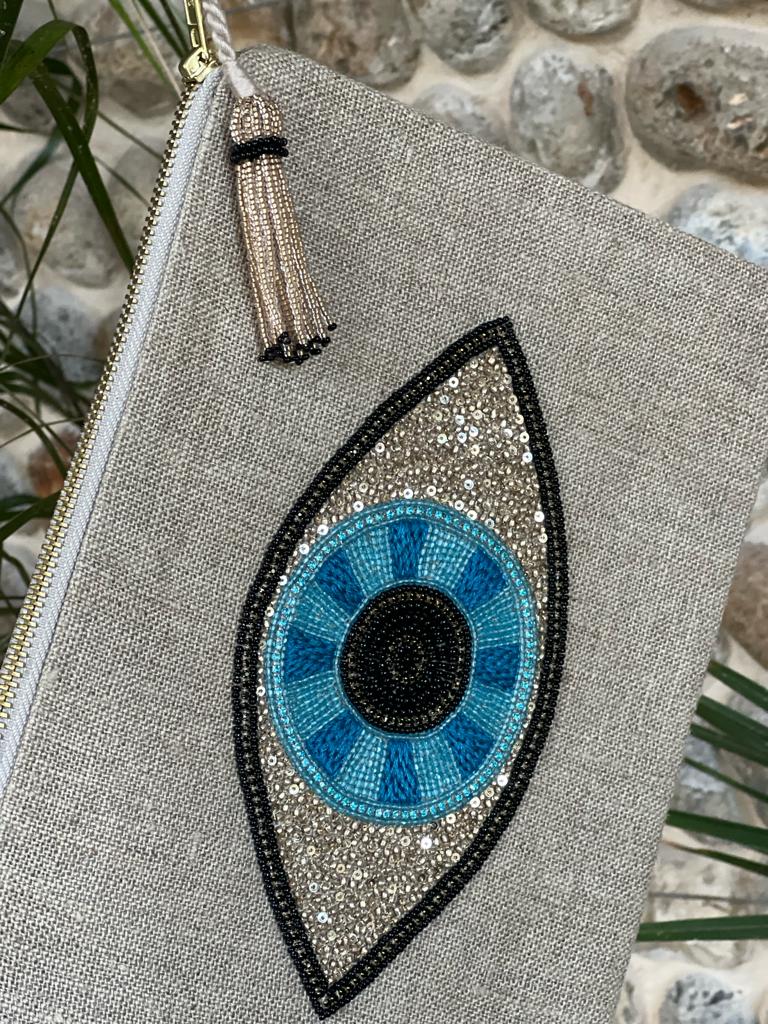 eye clutch bag embroidered