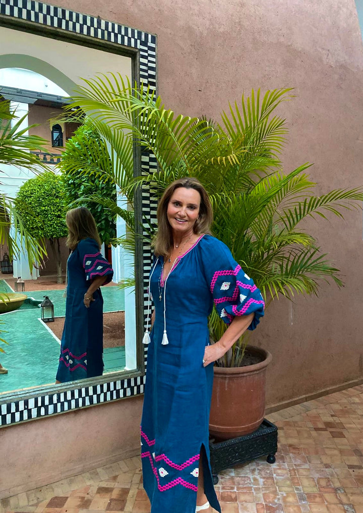 The Aztec Veronica Dress ↠ Blue &amp; Pink