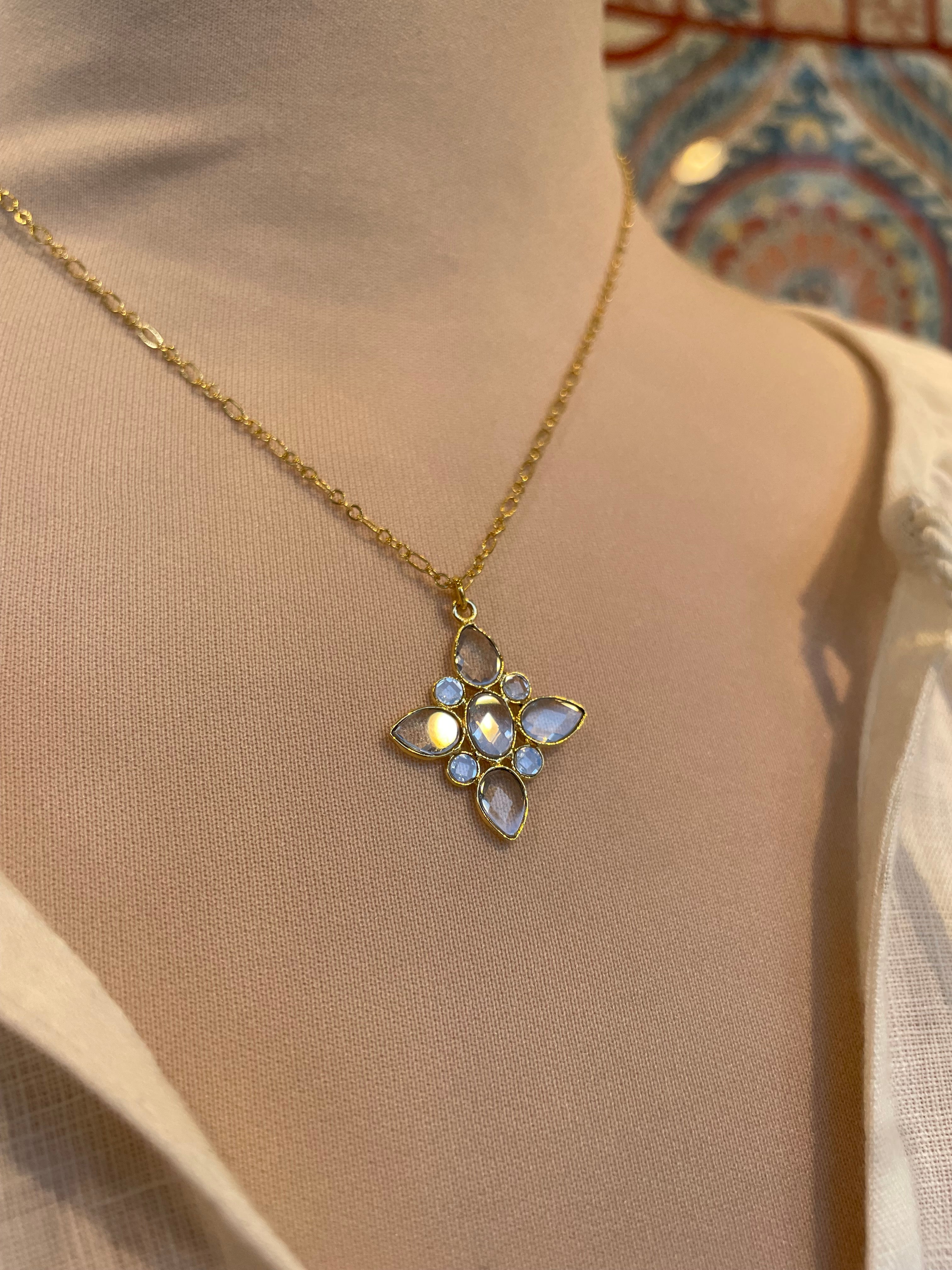 short necklace with crystal star pendant by virginie berman