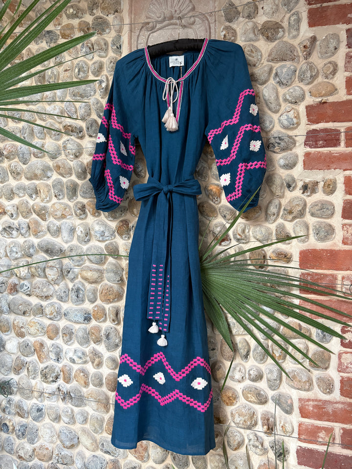 The Aztec Veronica Dress ↠ Blue &amp; Pink