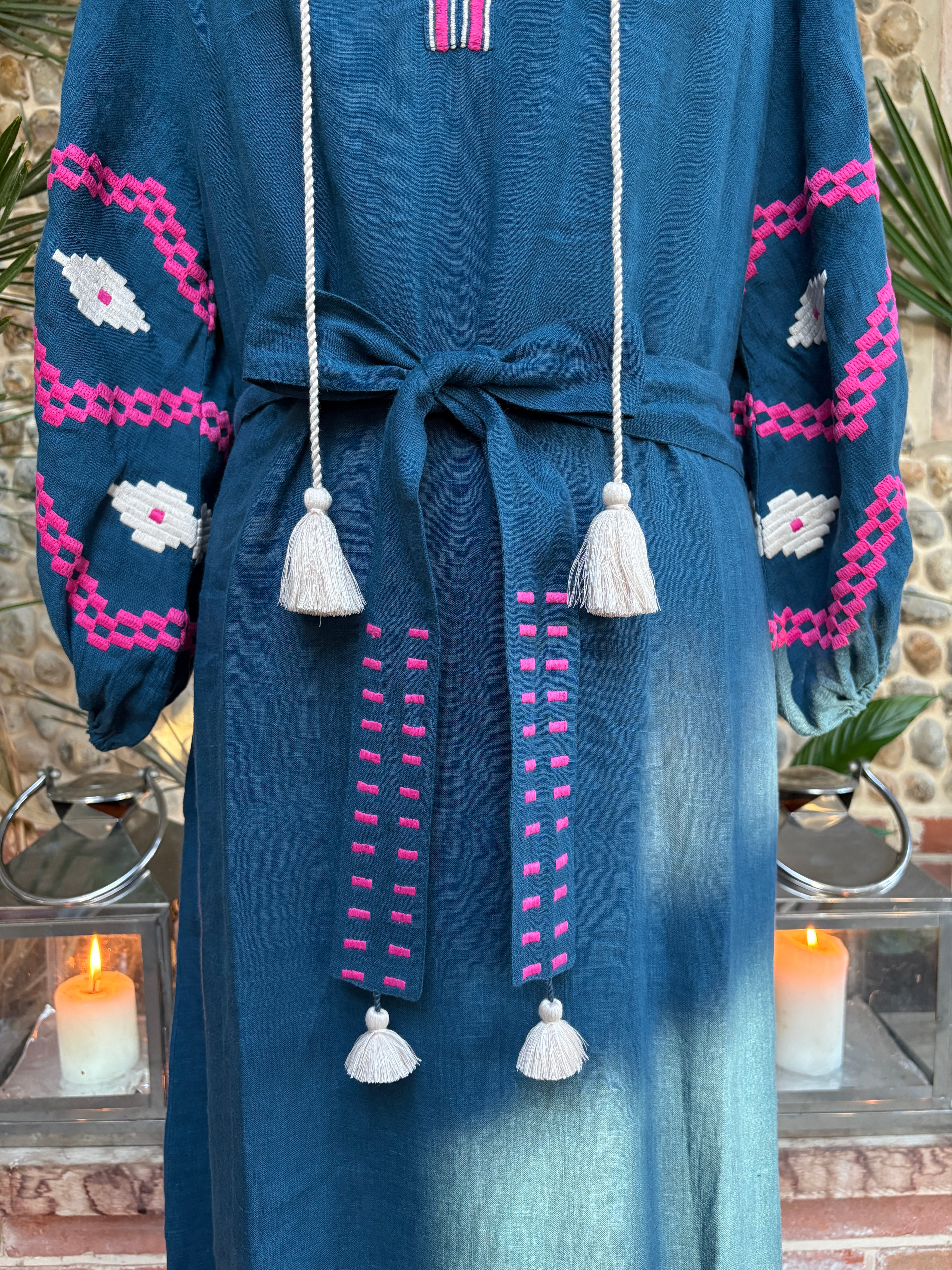 The Aztec Veronica Dress ↠ Teal & Pink