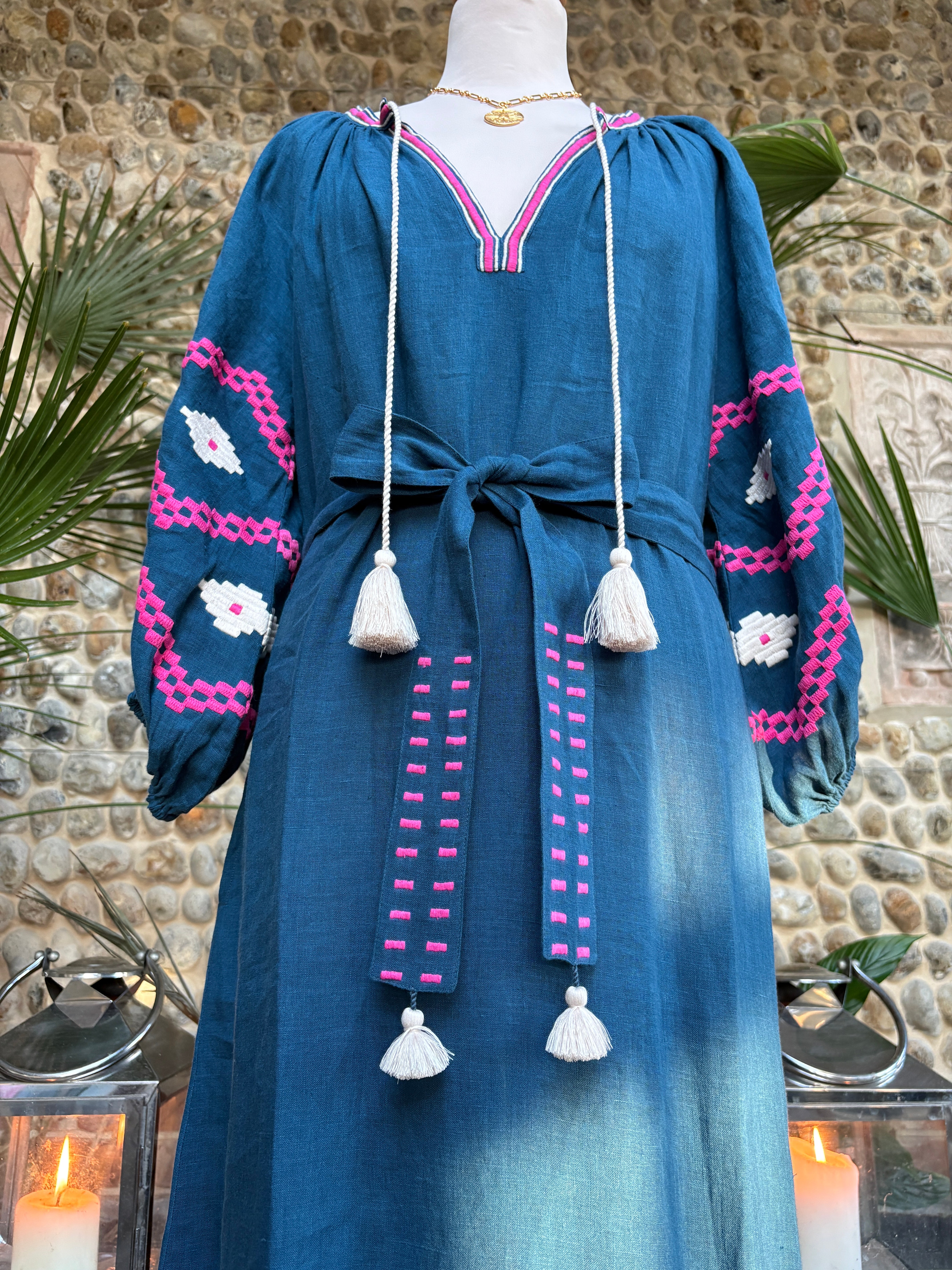 The Aztec Veronica Dress ↠ Teal & Pink