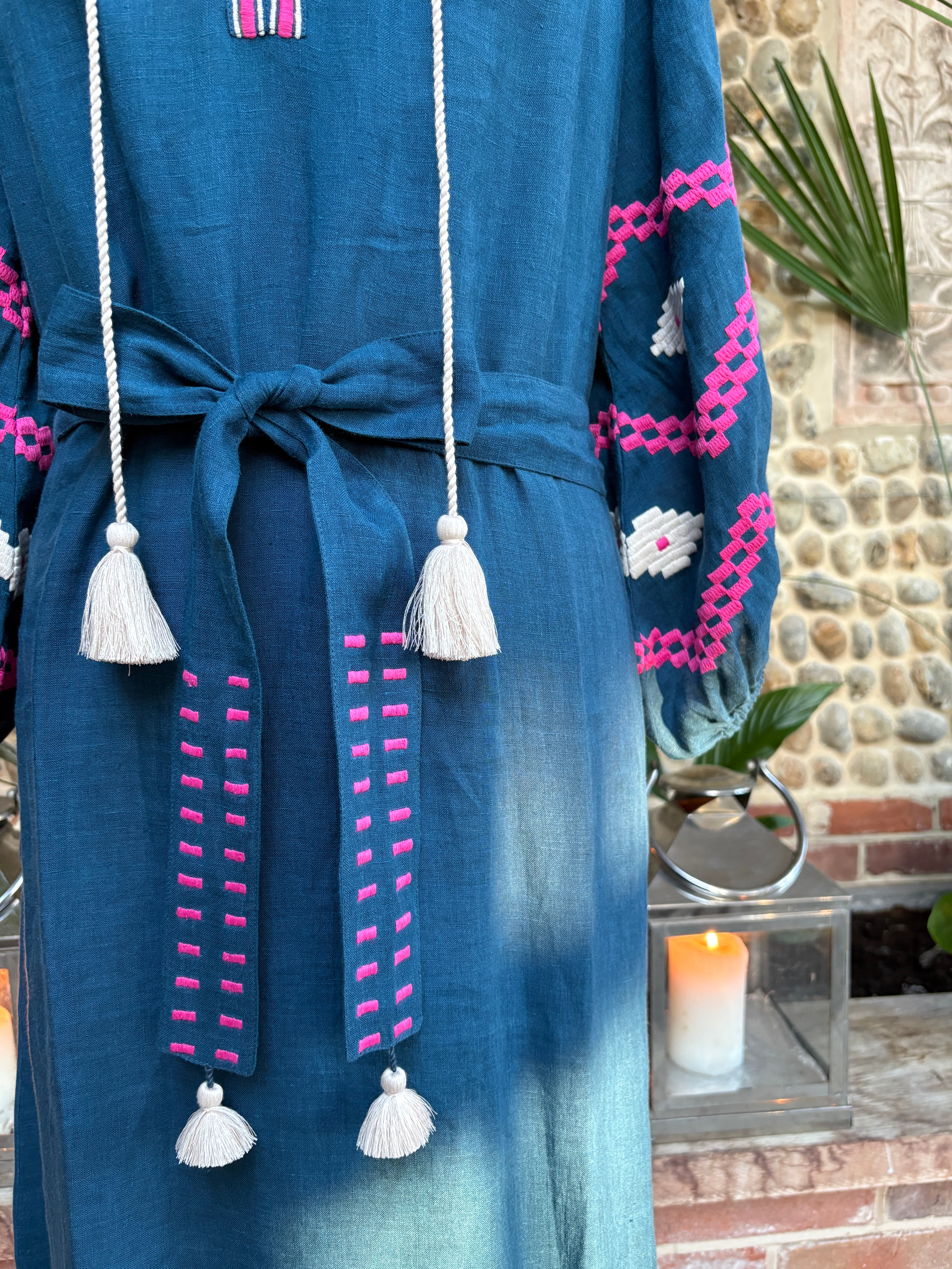 The Aztec Veronica Dress ↠ Teal & Pink