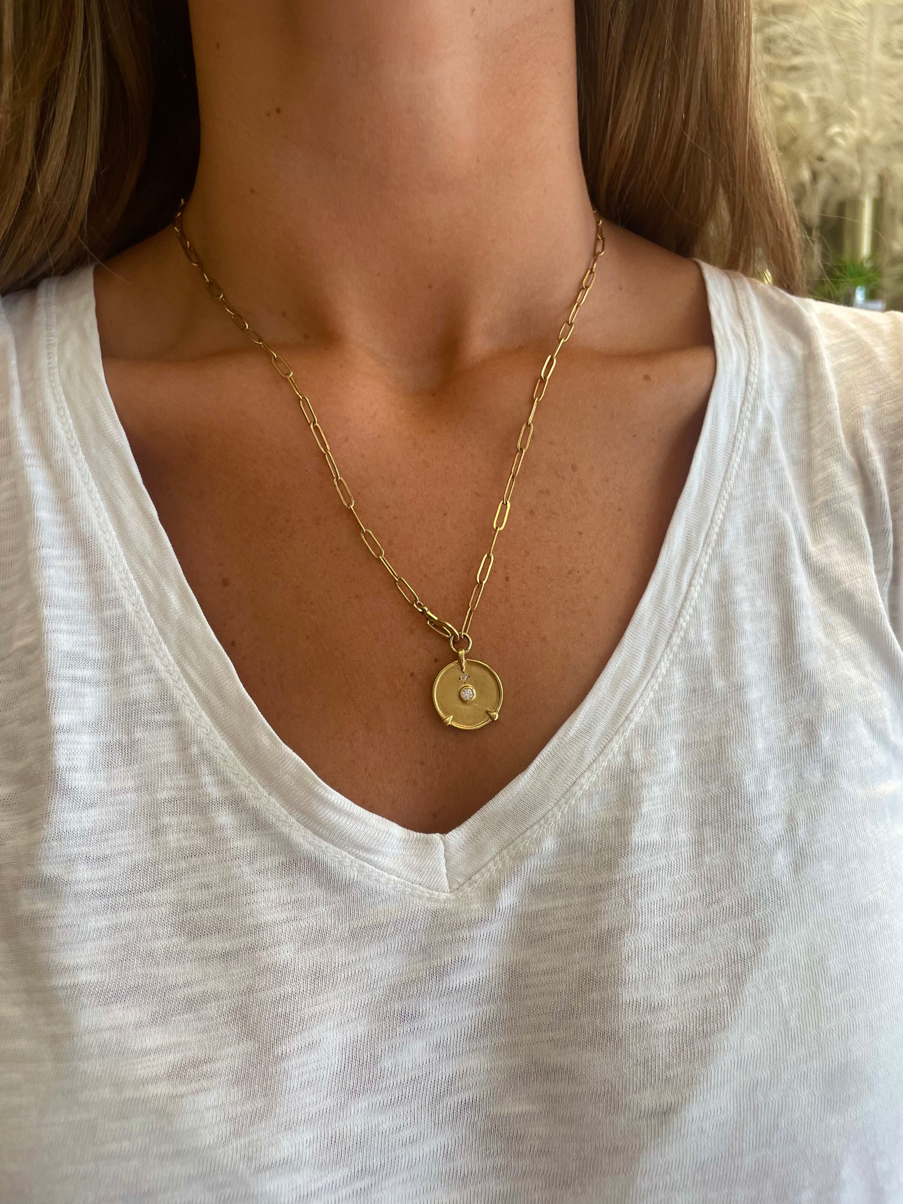 gold plated link chain necklace with gold pendant by hanka in