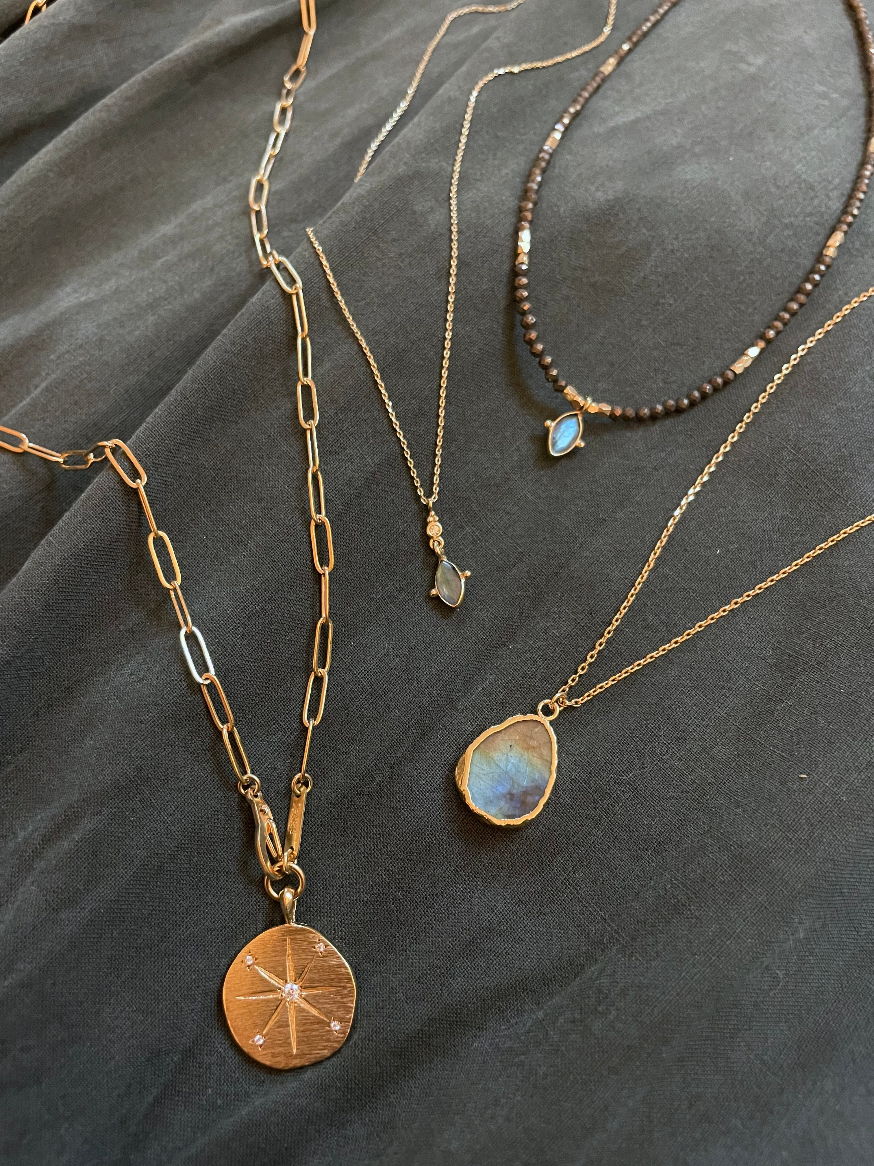 layering necklaces gold plated and labradorite necklaces by hanka in