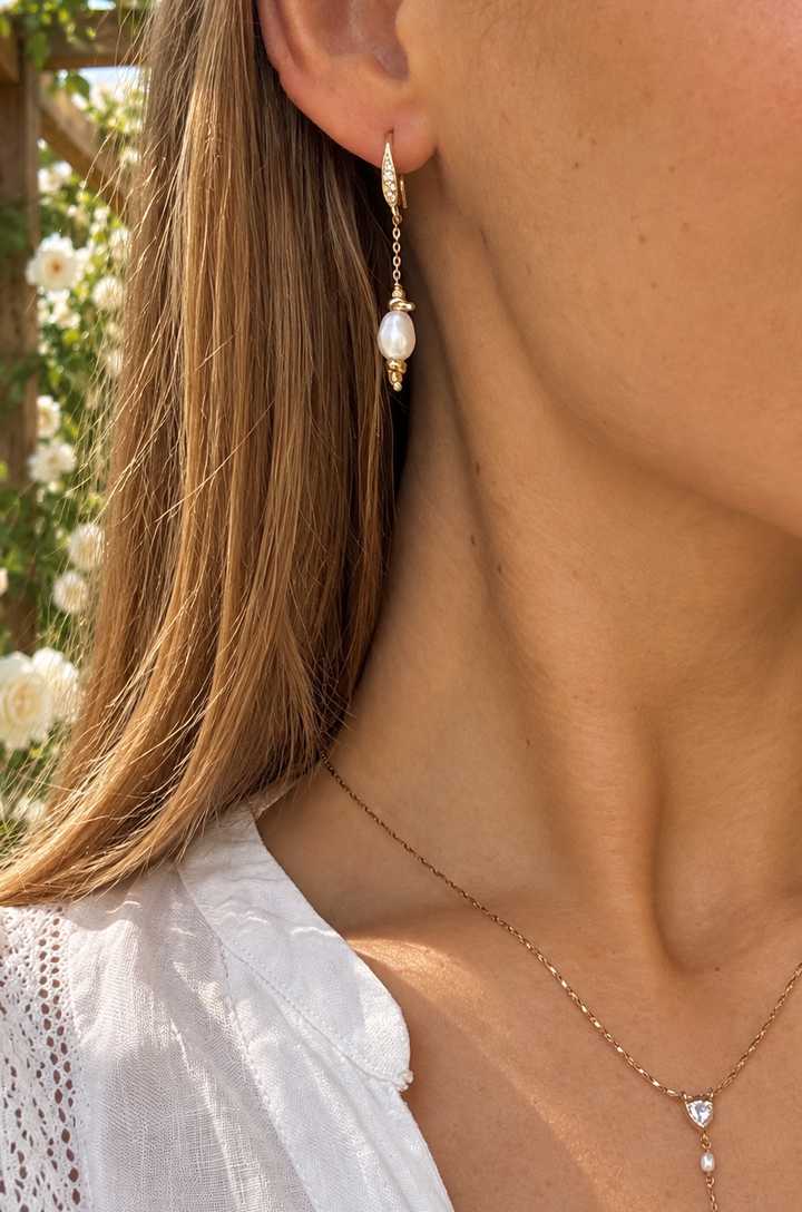 The Fallon Earrings ↠ Pearl