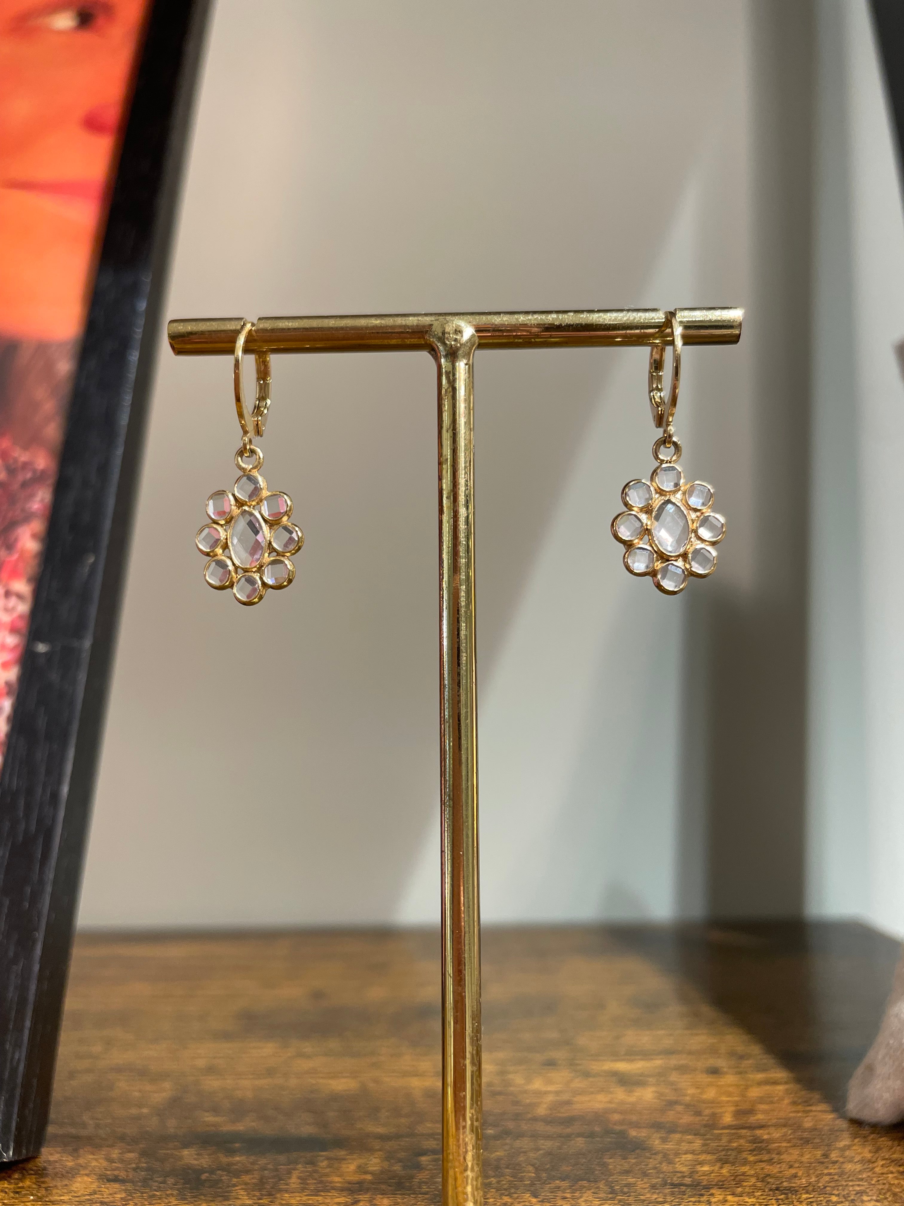 little crystal flower earrings with huggie hoops by virginie berman