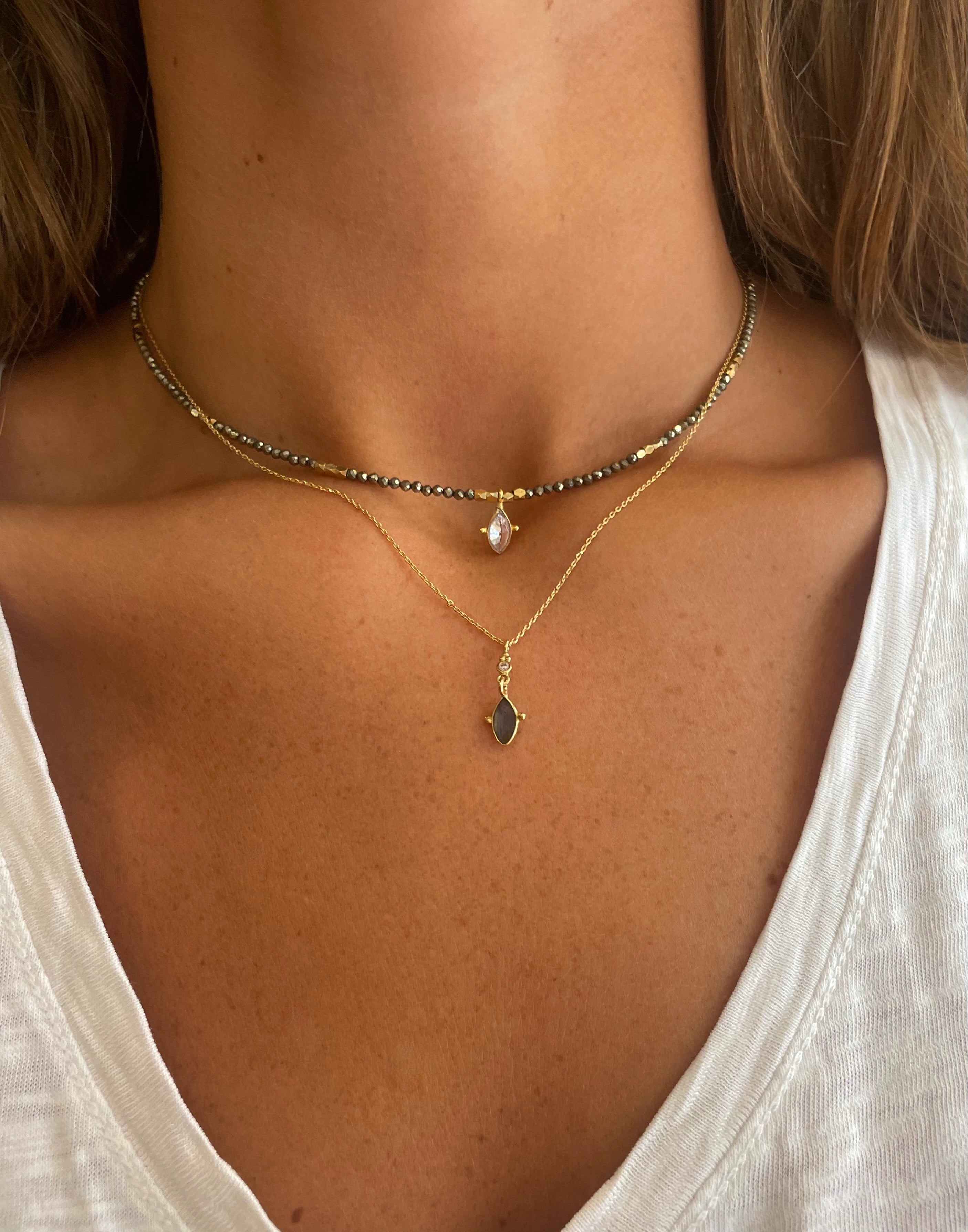 gigi necklaces pyrite and labradorite choker necklace by hanka in layering necklaces