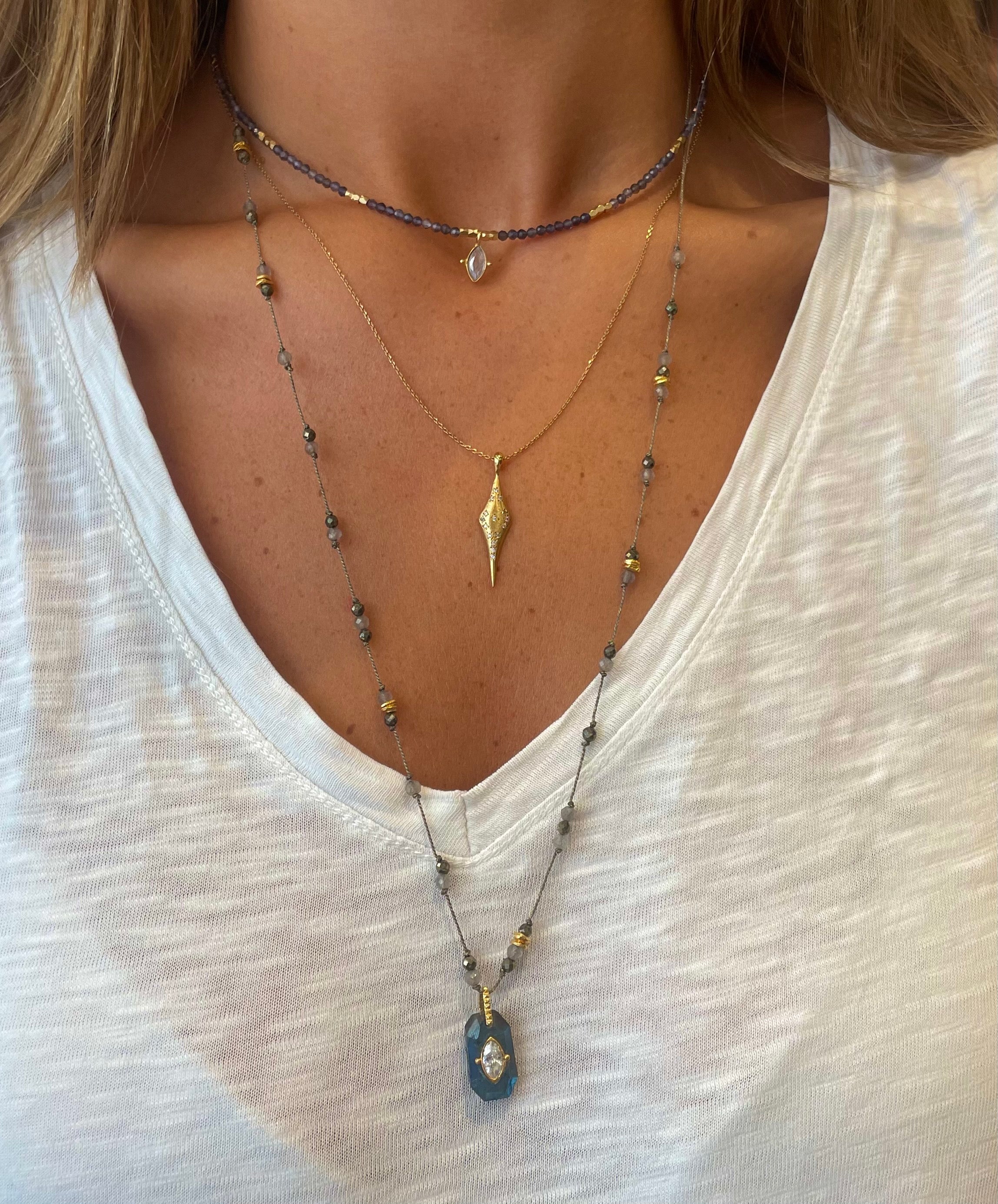 iolite coker gold plated necklace layering necklaces by hanka in