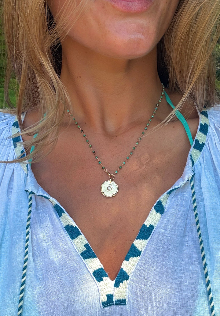 The Happy Necklace ↠ African Turquoise &amp; Ego Medallion