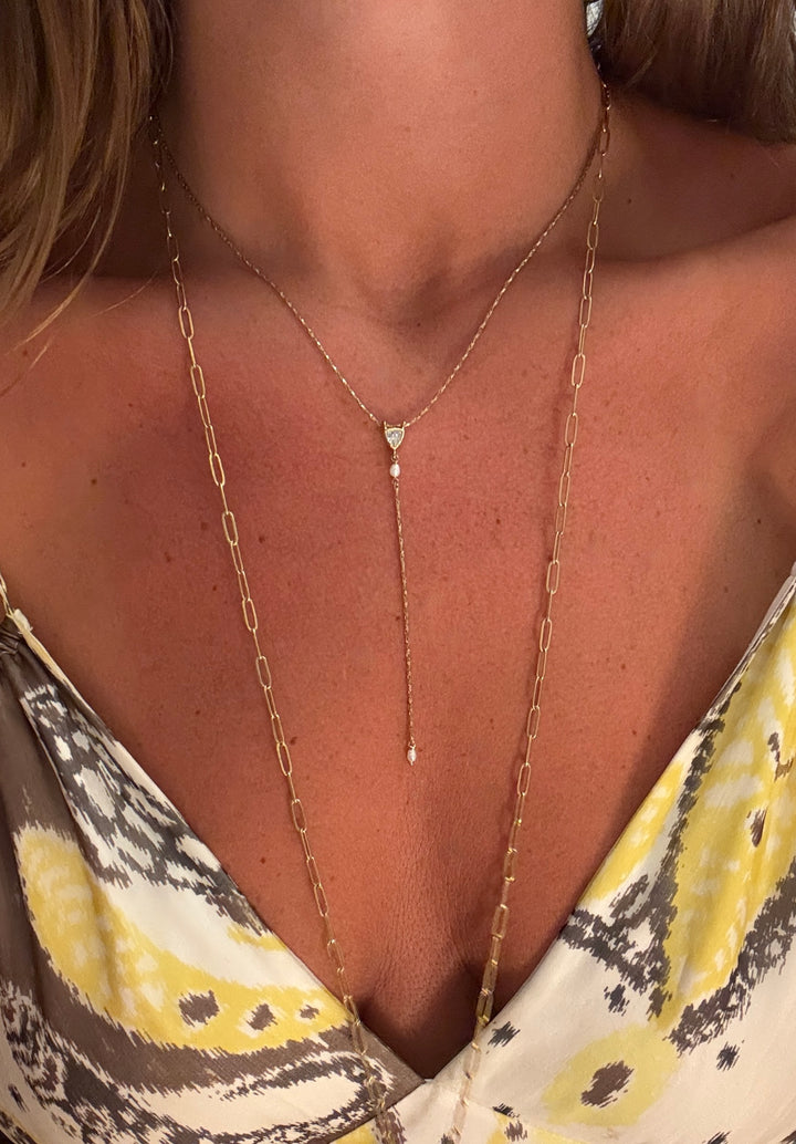 The Heritage Drop Down Necklace ↠ Pearl