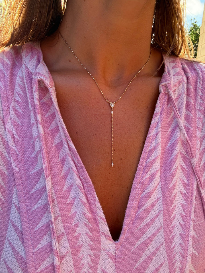 The Heritage Drop Down Necklace ↠ Pearl