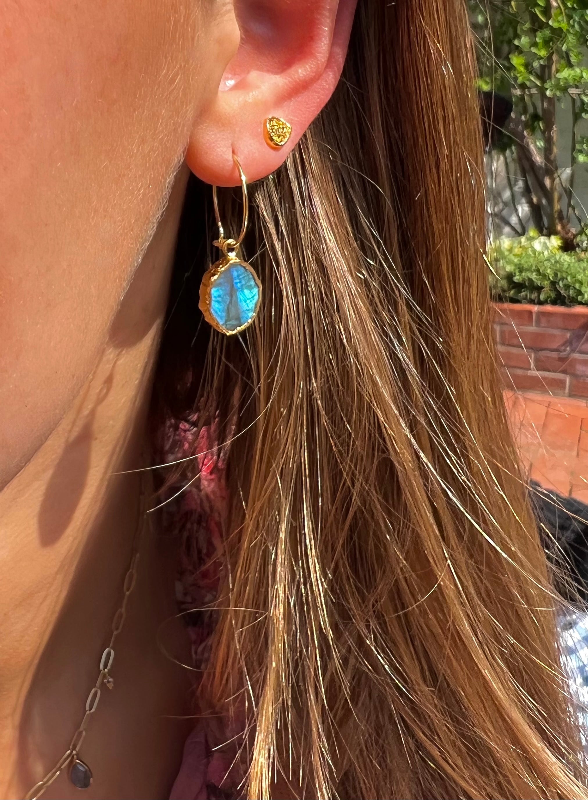 labradorite hoop earrings gold plated earrings