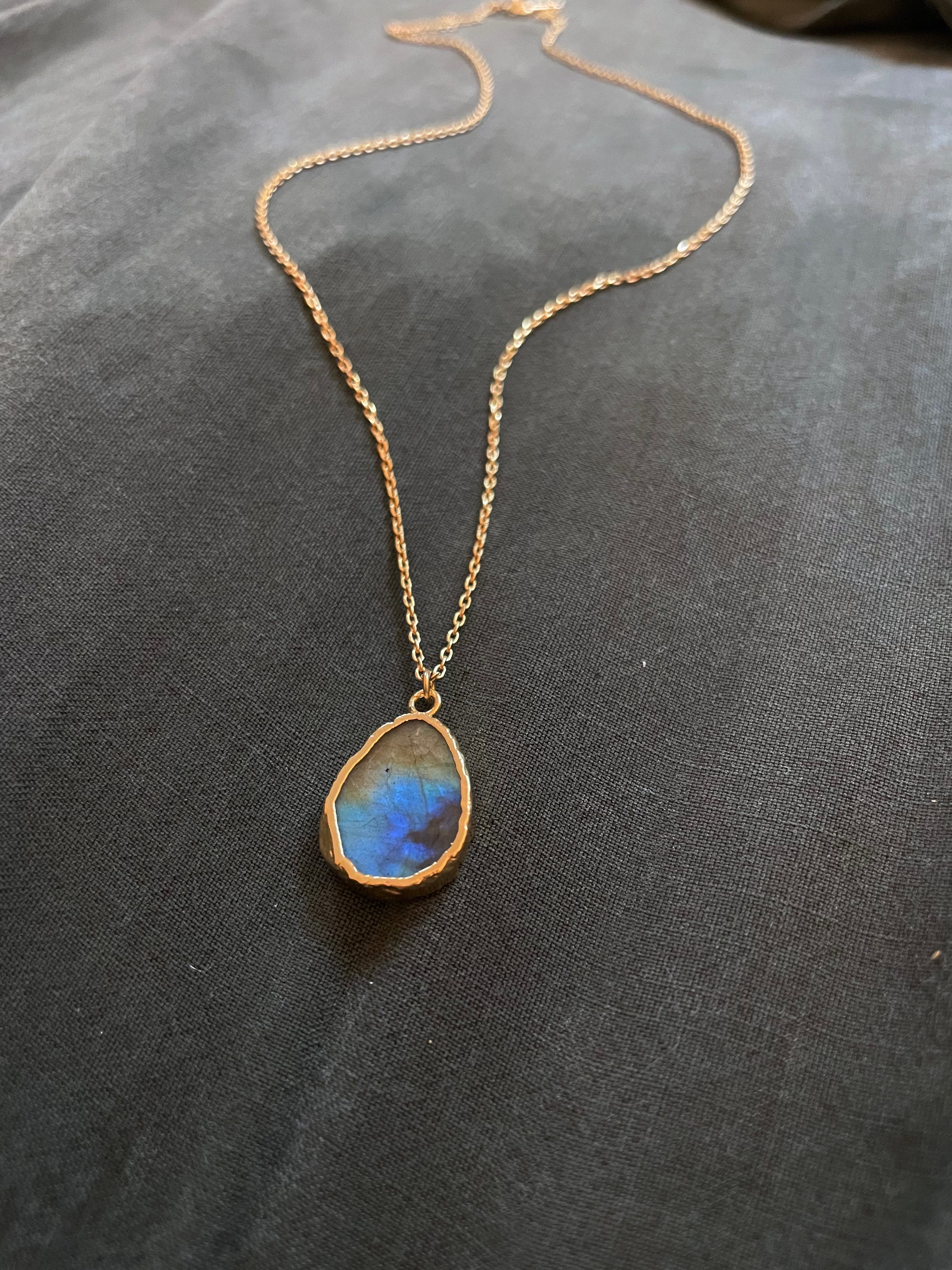 labradorite gold plated pendant necklace by hanka in kara necklace