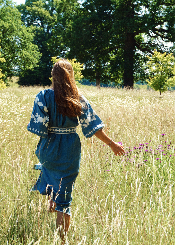 The Los Cabos Dress ↠ French Blue &amp; White
