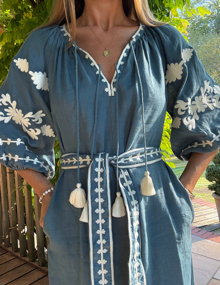 The Los Cabos Dress ↠ French Blue &amp; White