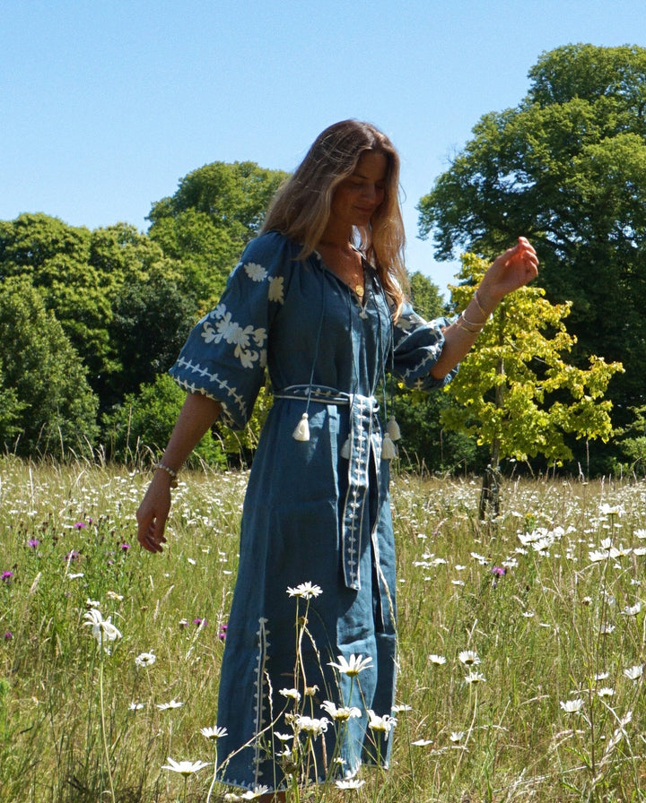 The Los Cabos Dress ↠ French Blue &amp; White