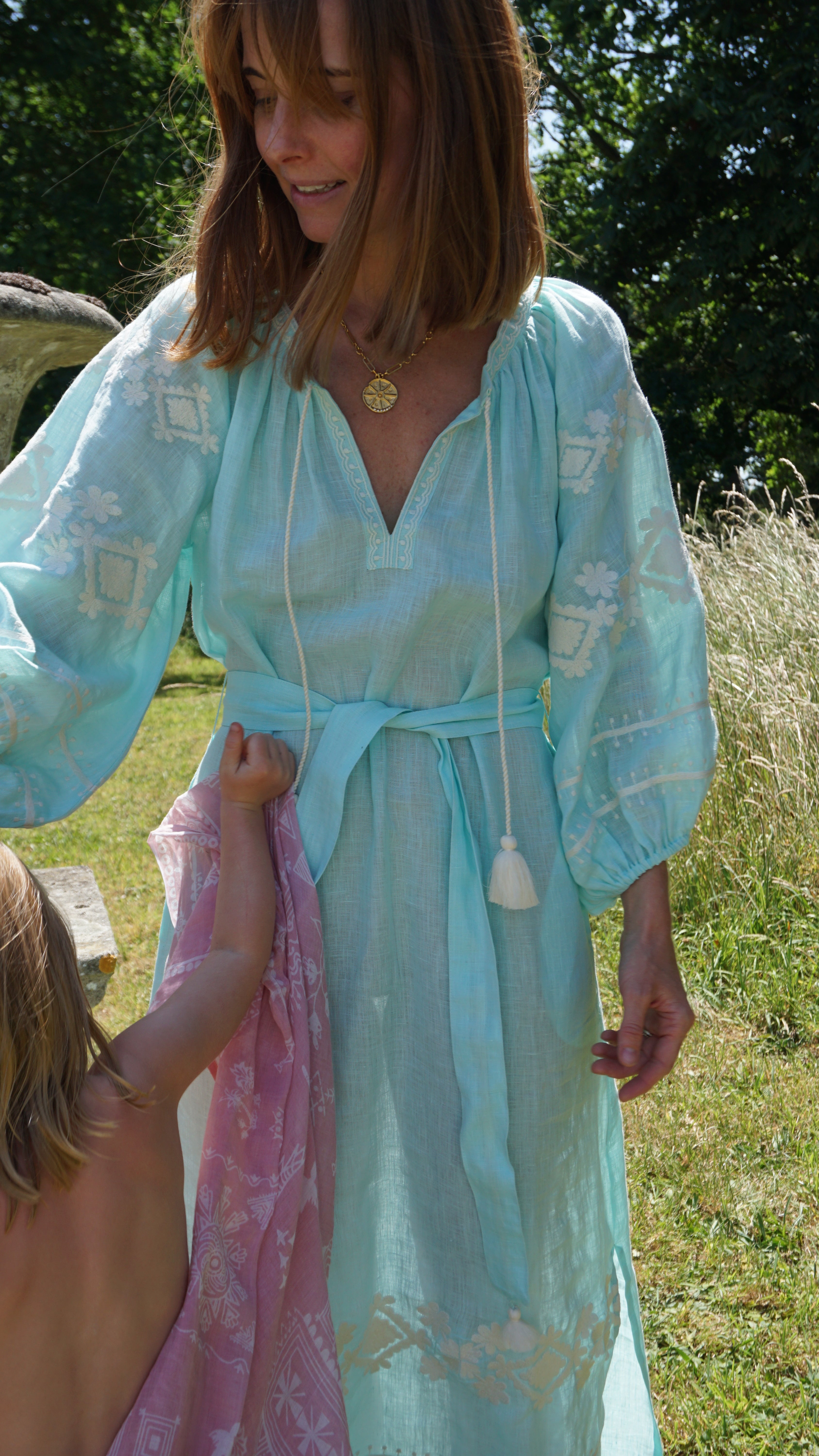 The Los Cabos Dress ↠ Turquoise & White