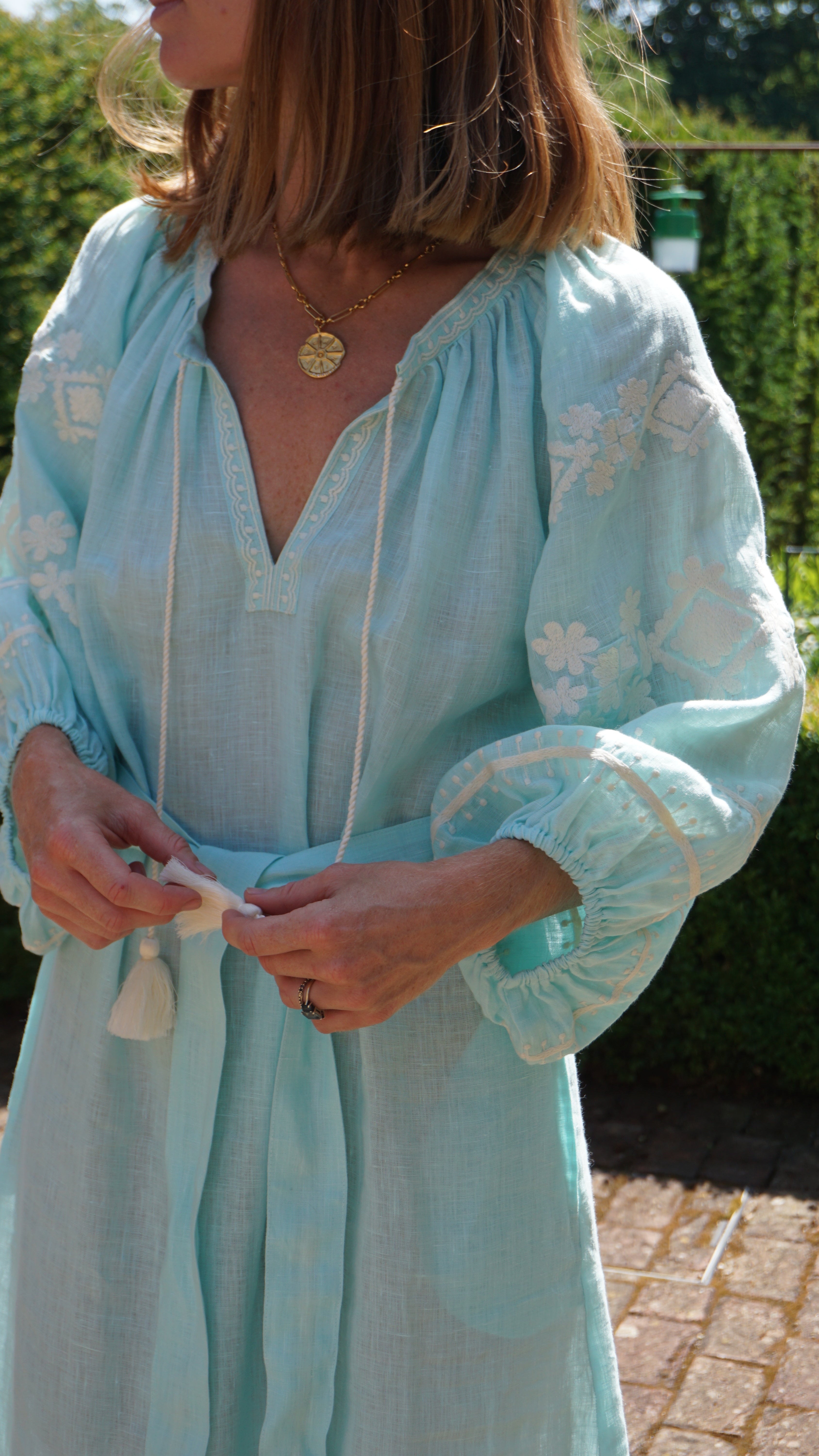 The Los Cabos Dress ↠ Turquoise & White