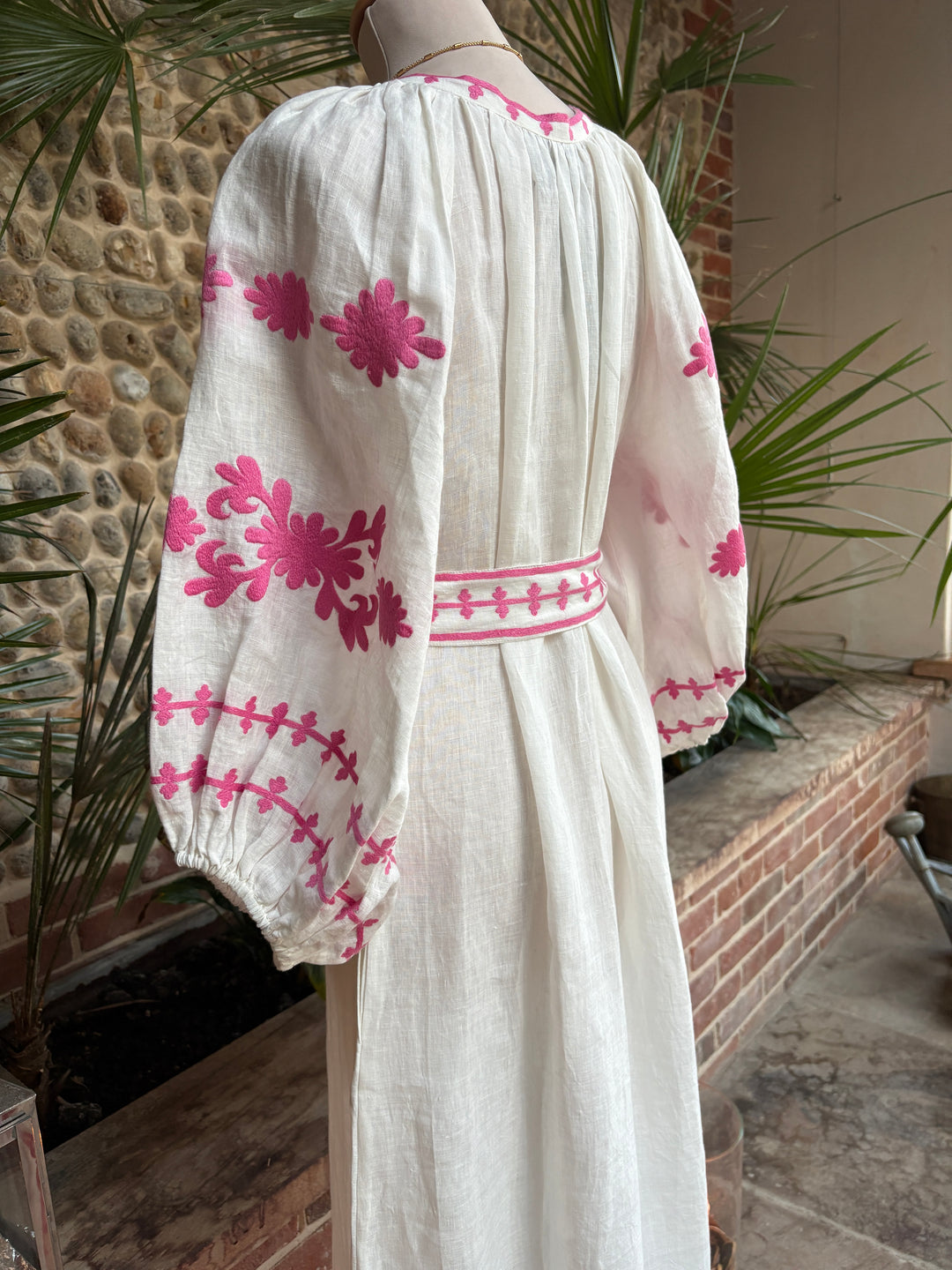 The Los Cabos Dress ↠ Ecru &amp; Pink