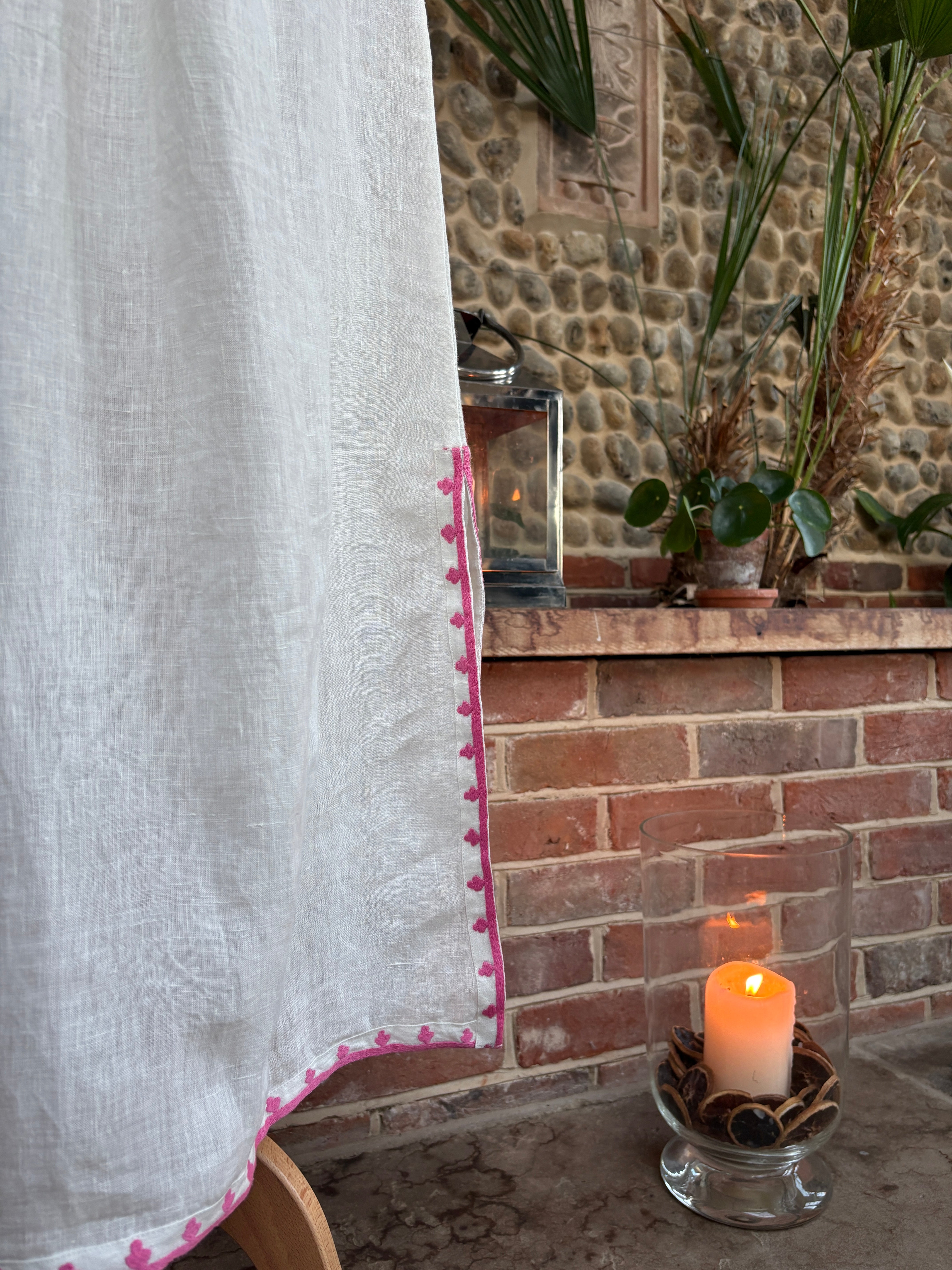 The Los Cabos Dress ↠ Ecru & Pink