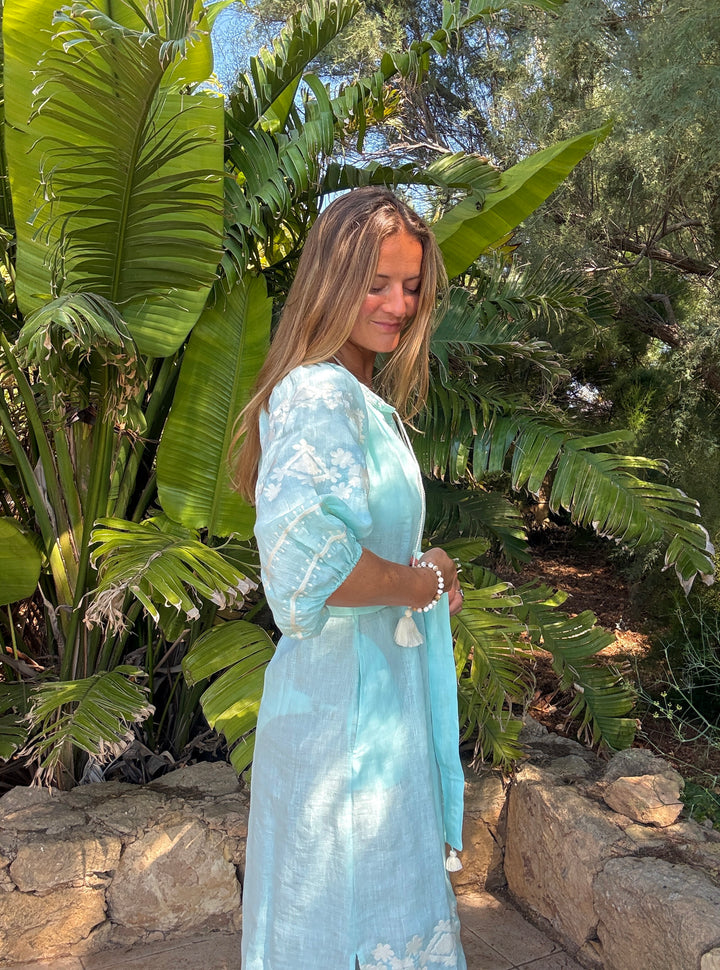 The Babylos Dress ↠ Turquoise &amp; White