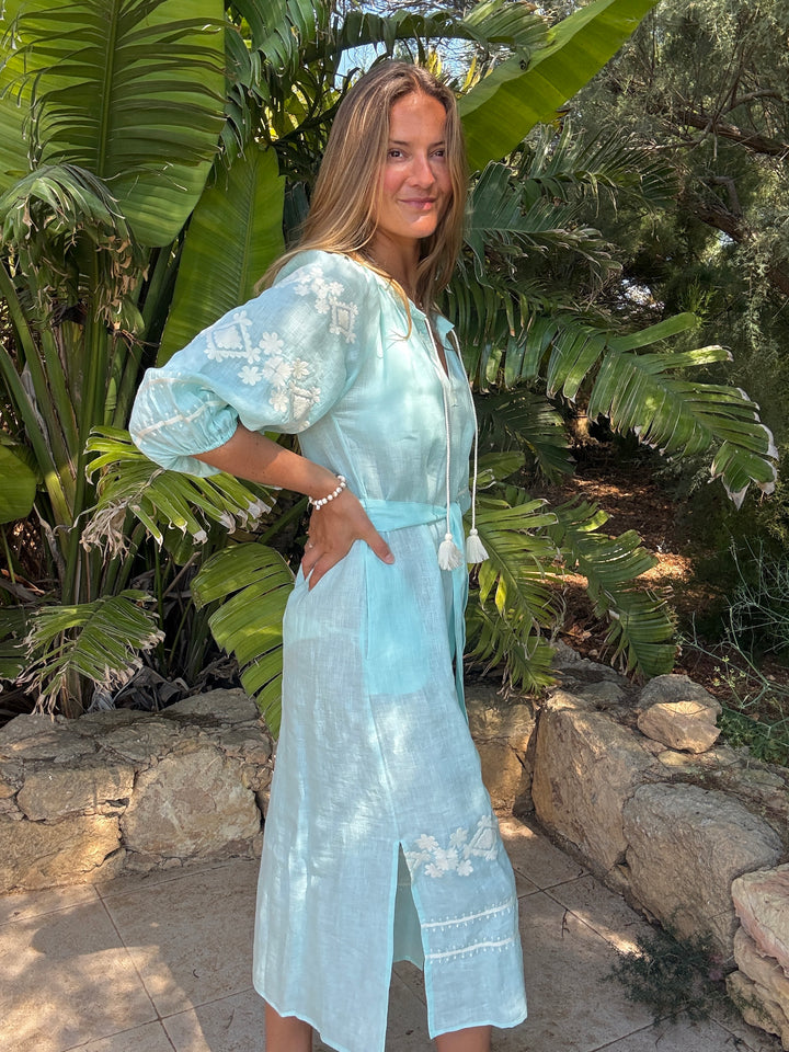 The Babylos Dress ↠ Turquoise &amp; White