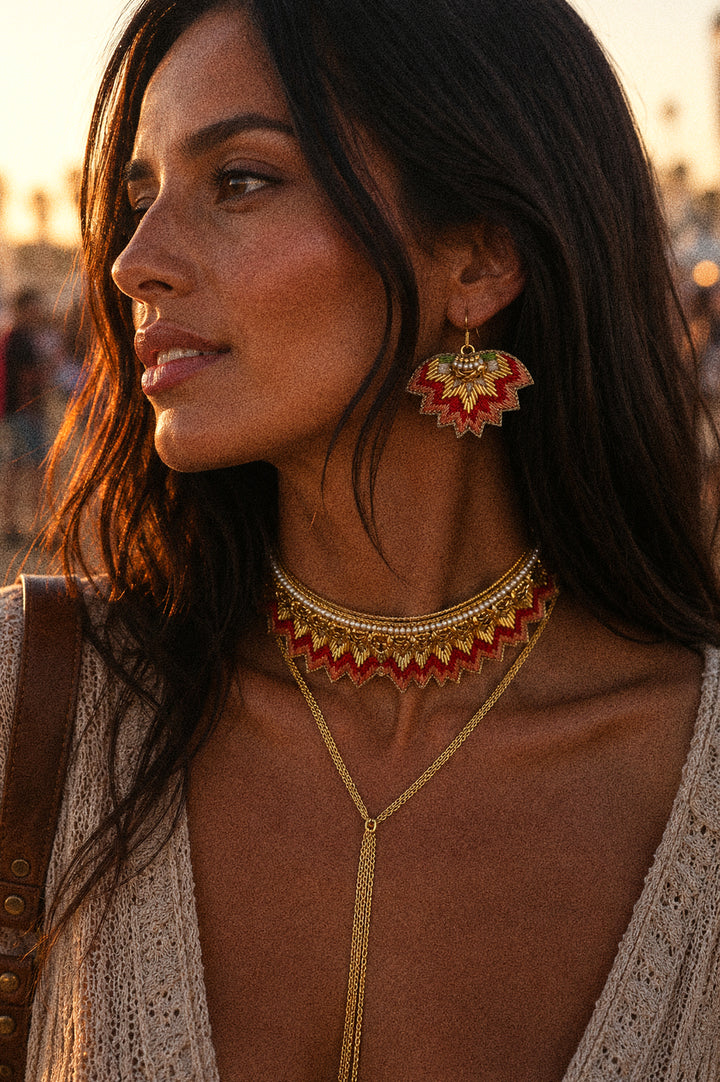 The Madi Earrings ↠ Peach Green