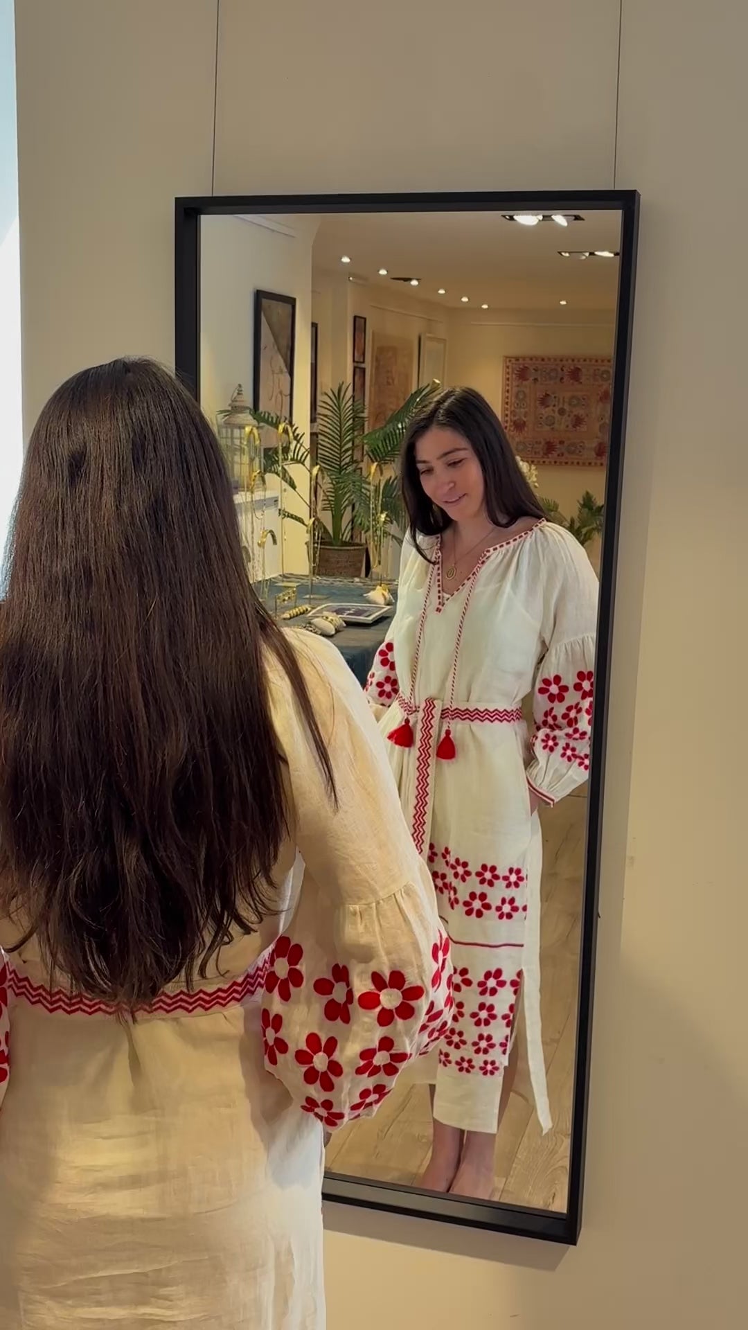 The Mandevilla Dress ↠ Ecru & Red