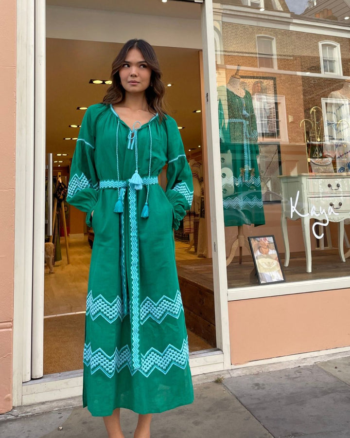 The Rio Veronica Dress ↠ Green &amp; Turquoise