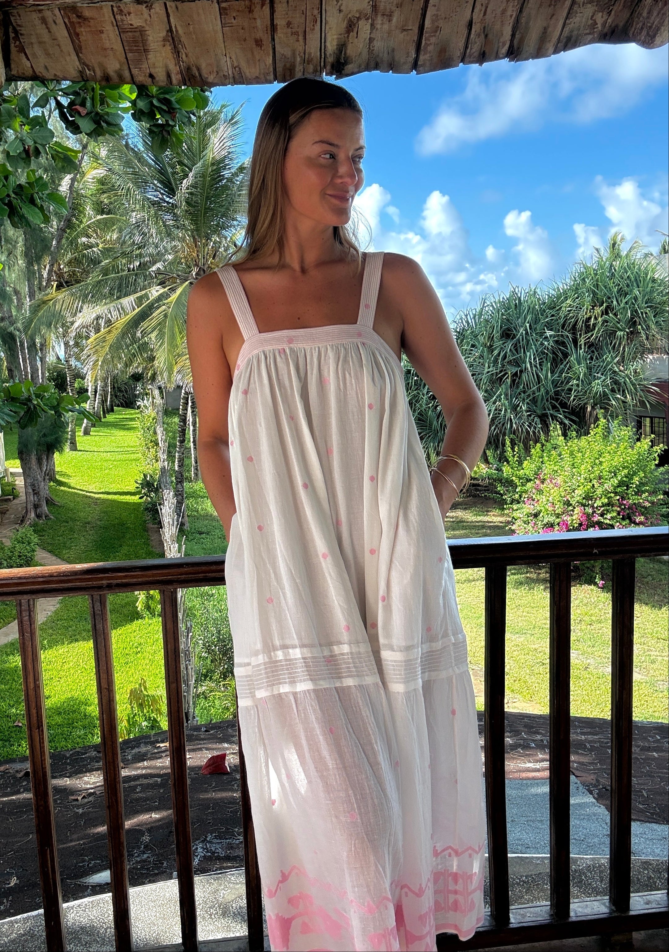 The Shanti Dress ↠ White & Pink