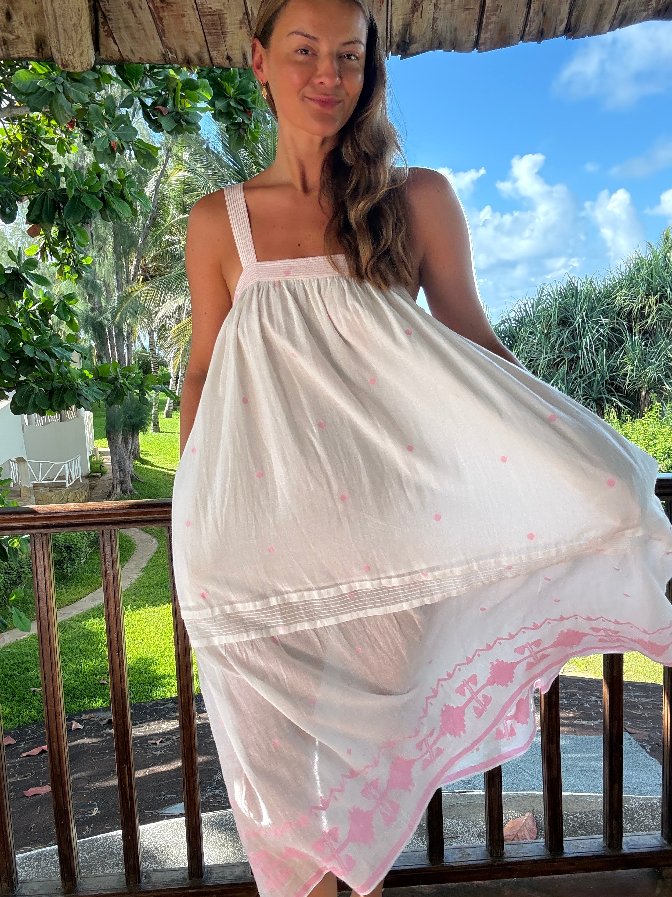 The Shanti Dress ↠ White & Pink