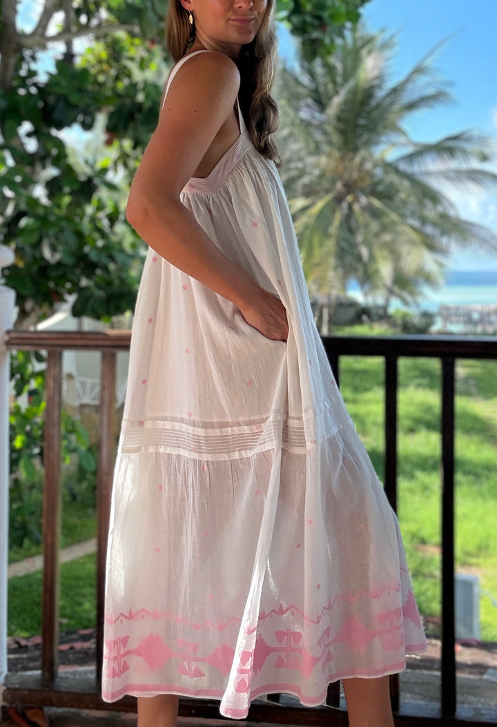 The Shanti Dress ↠ White &amp; Pink